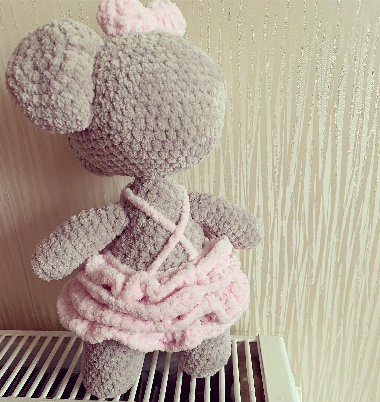 Dotty the elephant crochet plushie.
