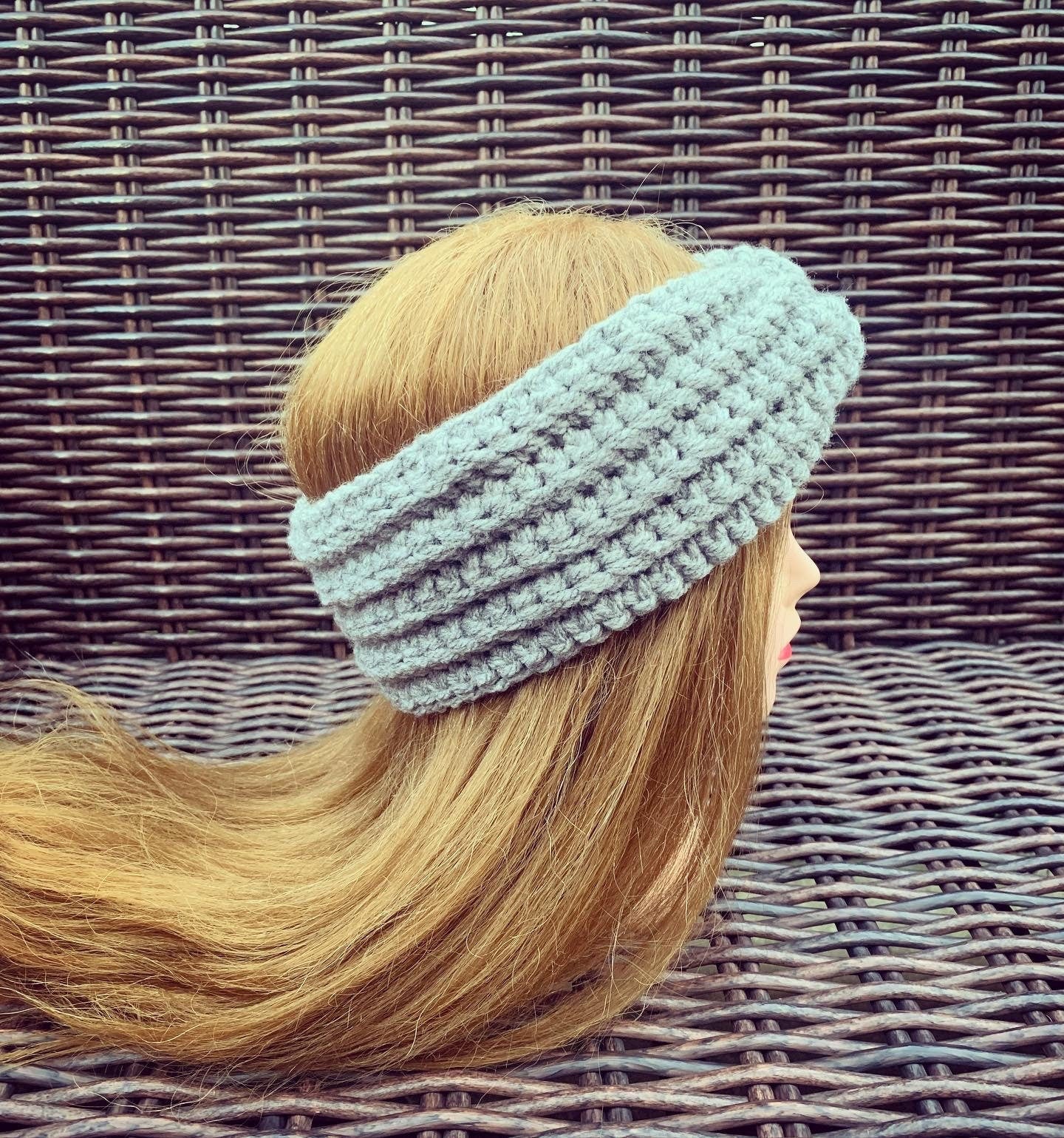 Double Aran chunky ear warmer