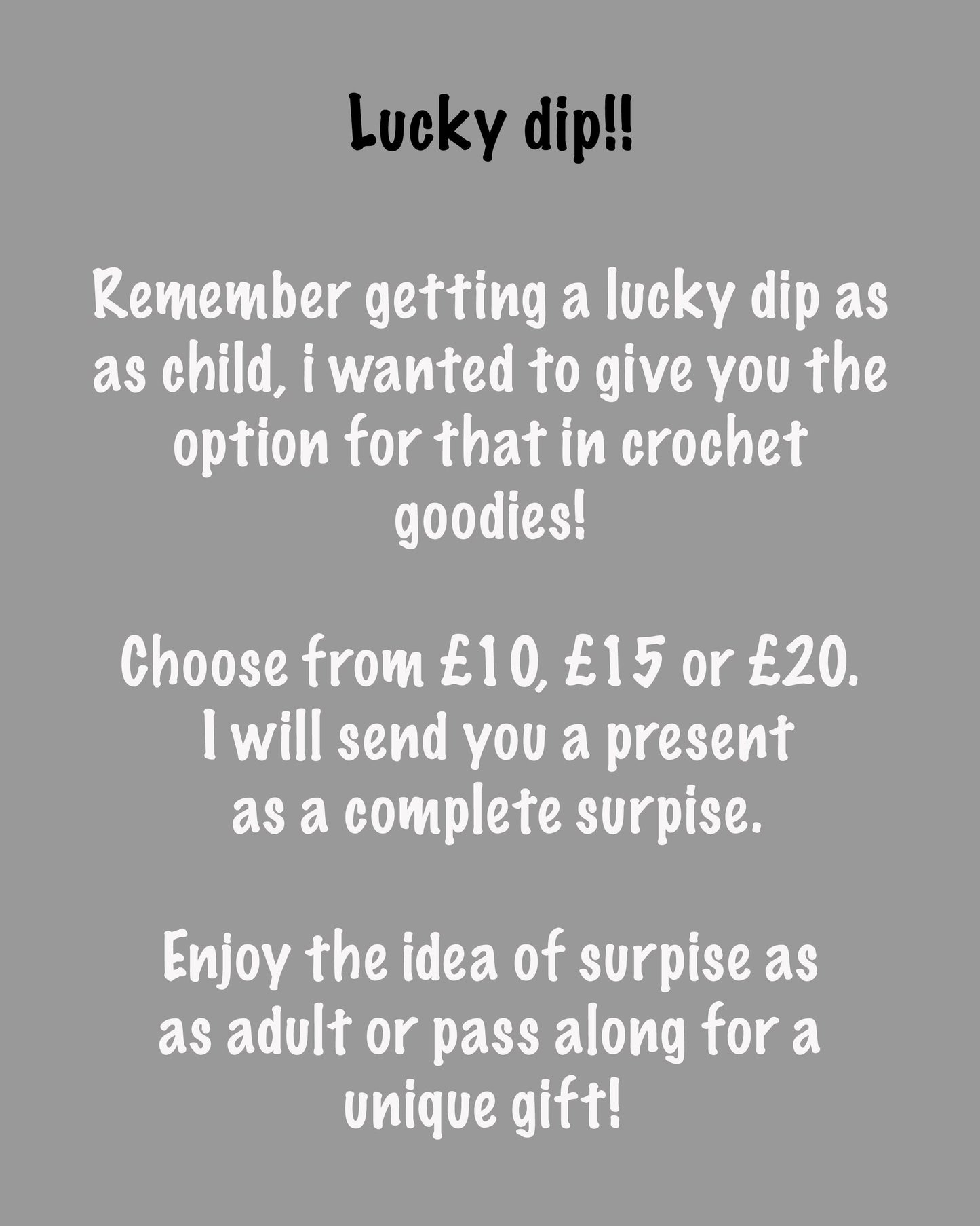 10 pounds lucky dip, unique gift idea.