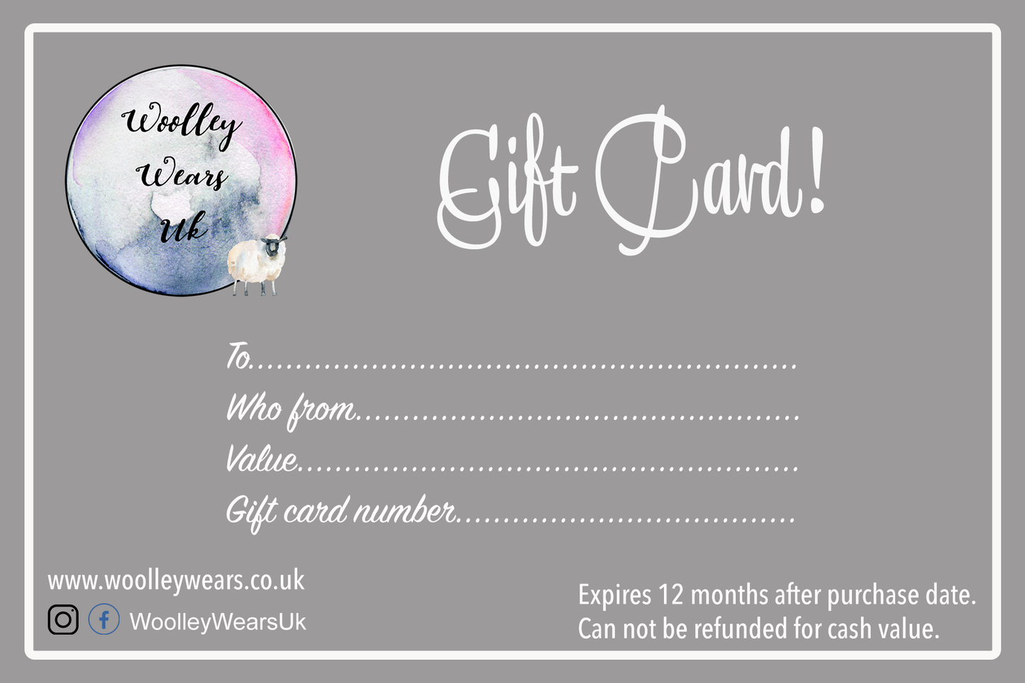 Woolley Wears UK Gift card for someone special