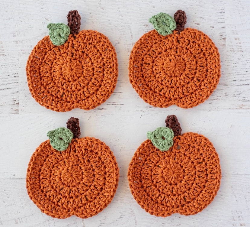 Pumpkin crocheted coasters