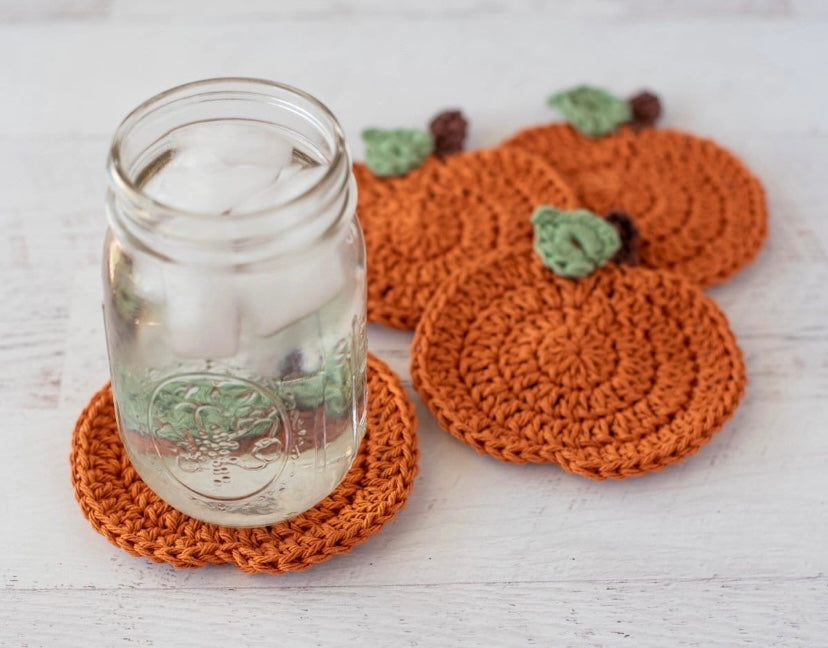 Pumpkin crocheted coasters