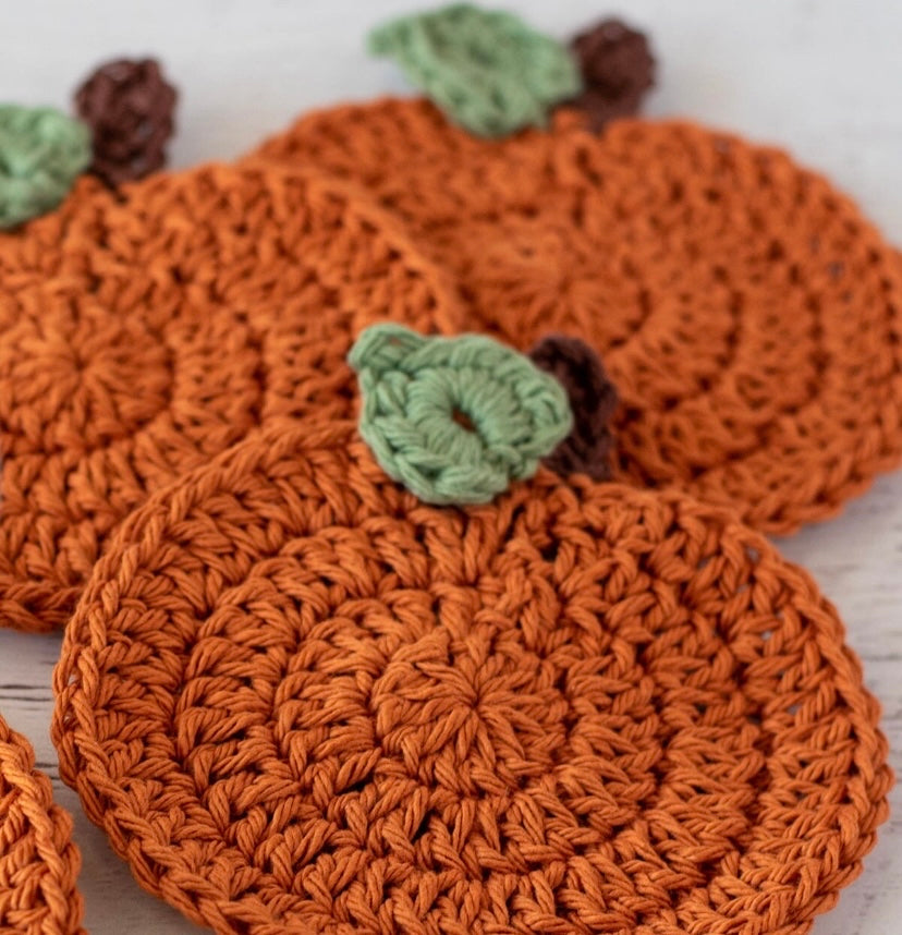 Pumpkin crocheted coasters