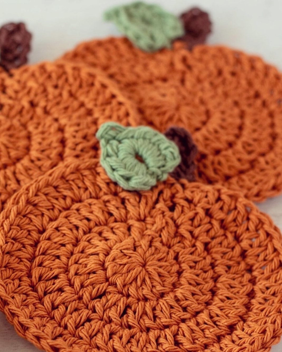 Pumpkin crocheted coasters