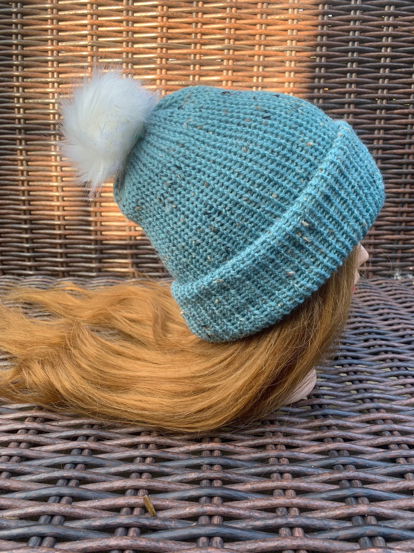 Duck egg Knitted hat | Winter hat | Warm and chunky hat with pom pom | Unisex hat | For adults and or children|