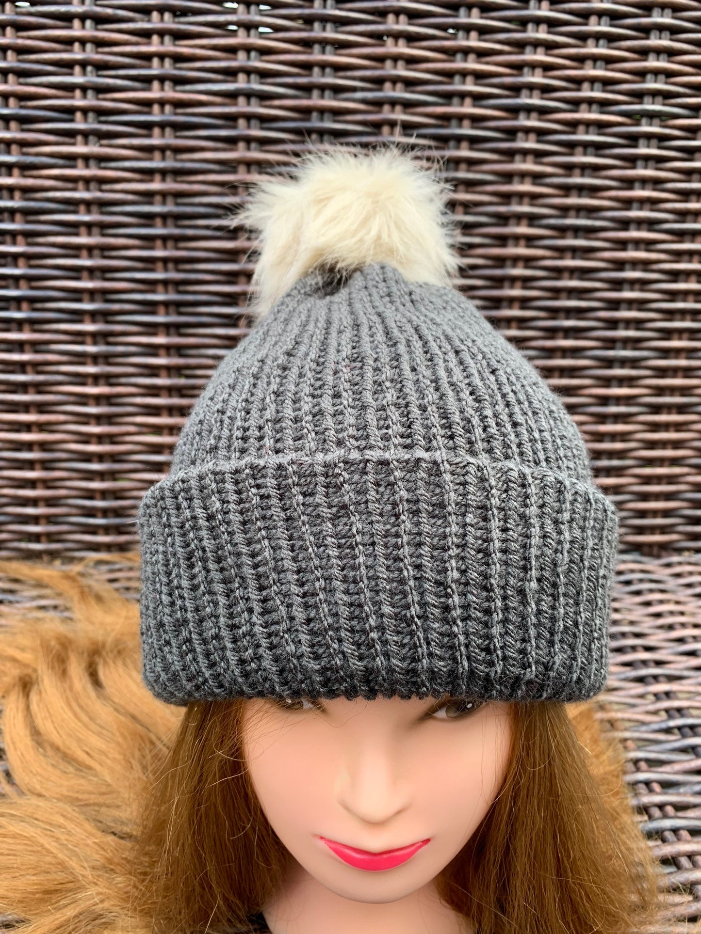 Dark grey Knitted hat | Winter hat | Warm and chunky hat with pom pom | Unisex hat | For adults and or children|