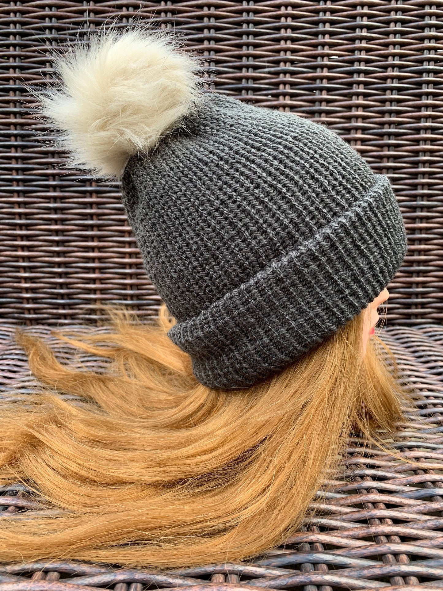 Dark grey Knitted hat | Winter hat | Warm and chunky hat with pom pom | Unisex hat | For adults and or children|