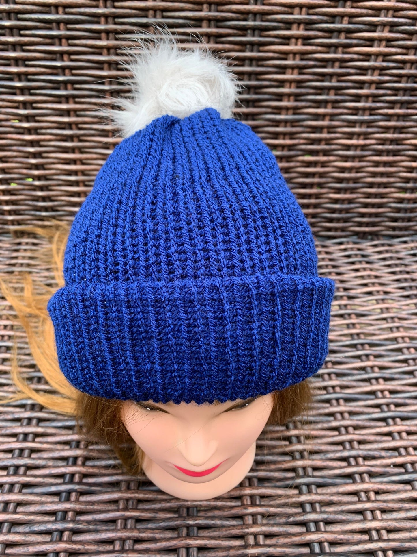 Navy Knitted hat | Winter hat | Warm and chunky hat with pom pom | Unisex hat | For adults and or children|