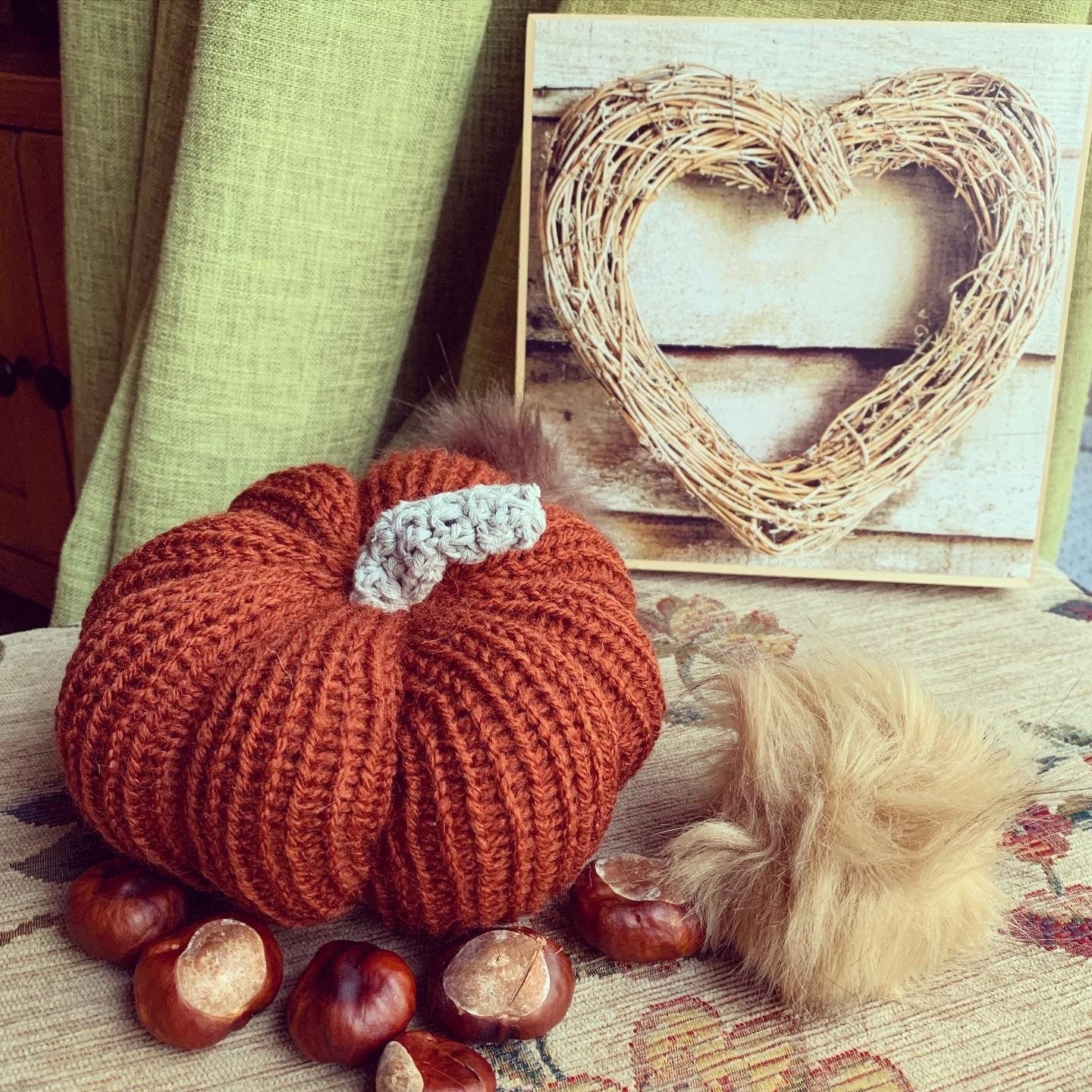 Handmade knitted pumpkins