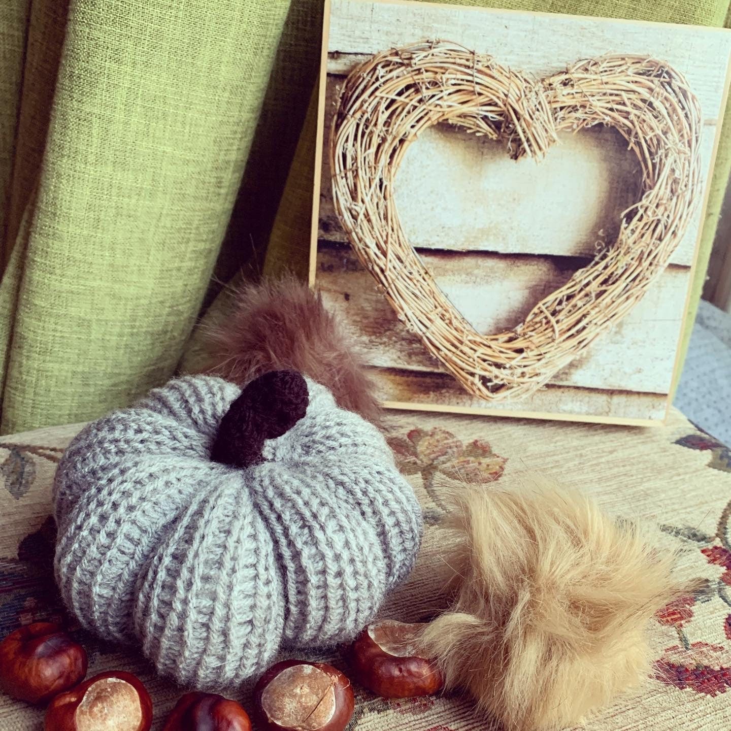 Handmade knitted pumpkins