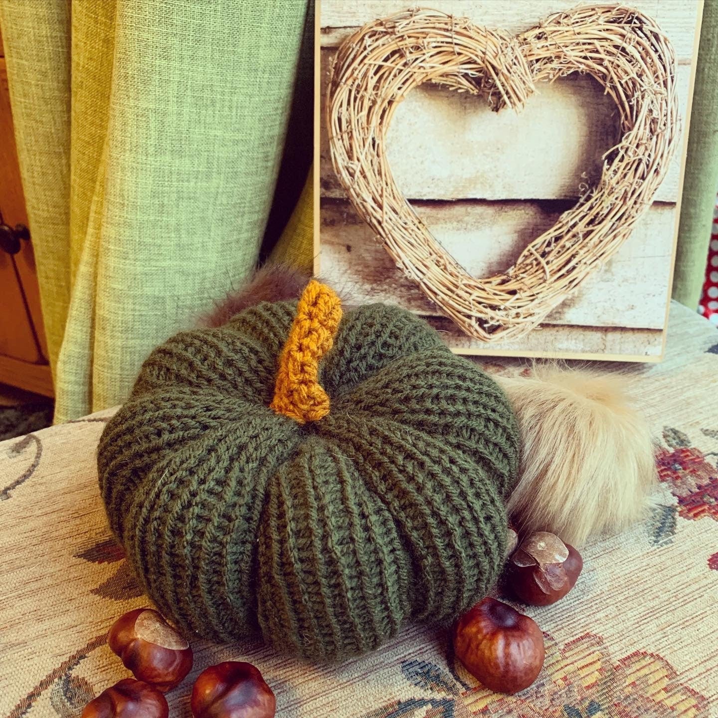 Handmade knitted pumpkins