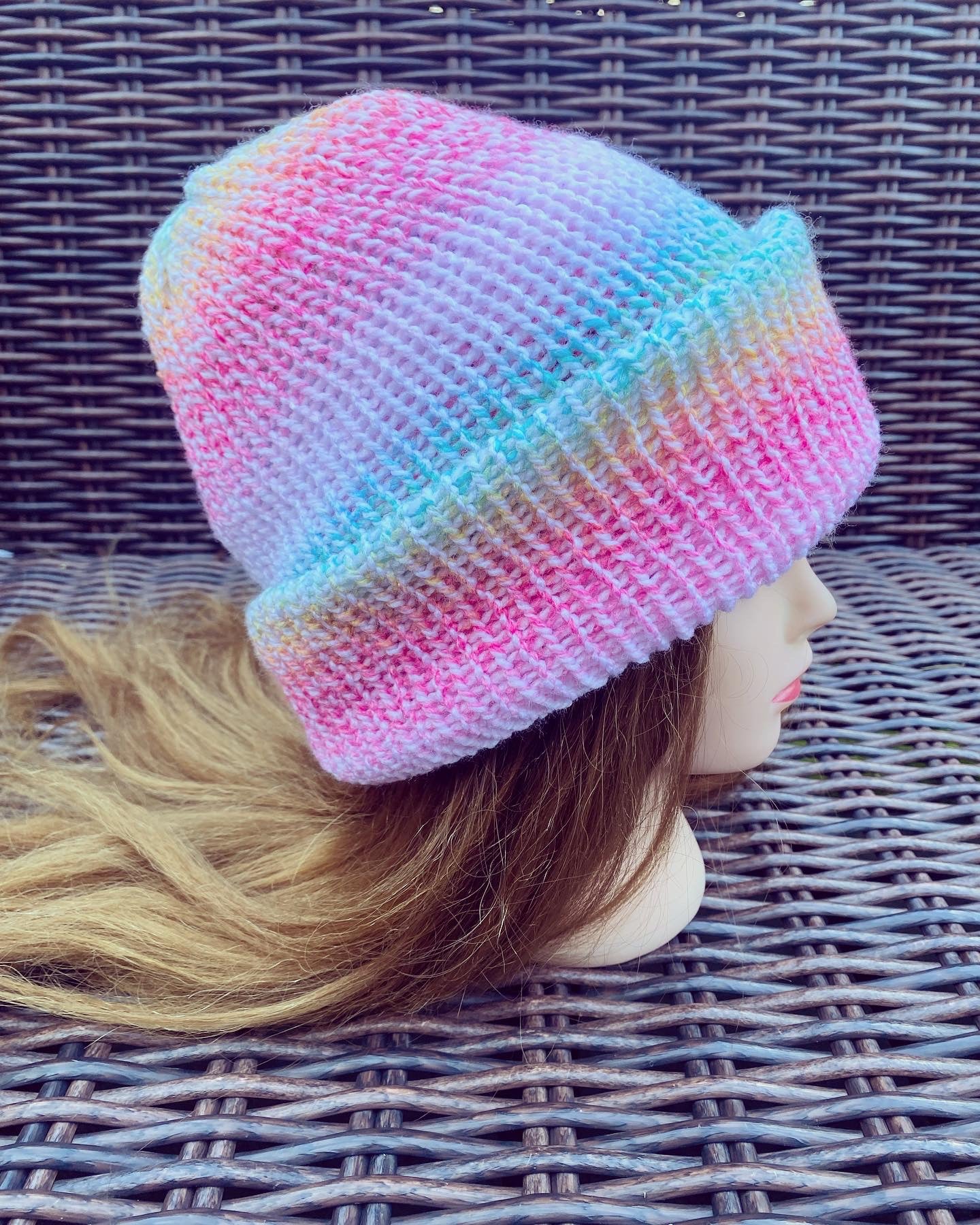 Multicoloured Knitted hat | Winter hat | Warm and chunky hat with pom pom | Unisex hat | For adults and or children|