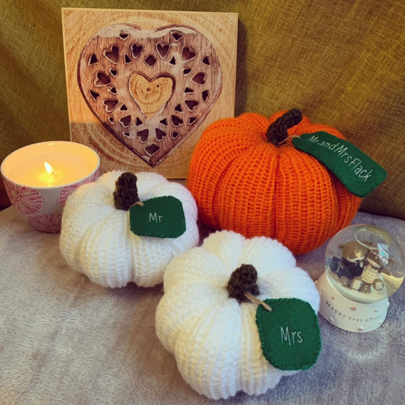 Pumpkins with labels