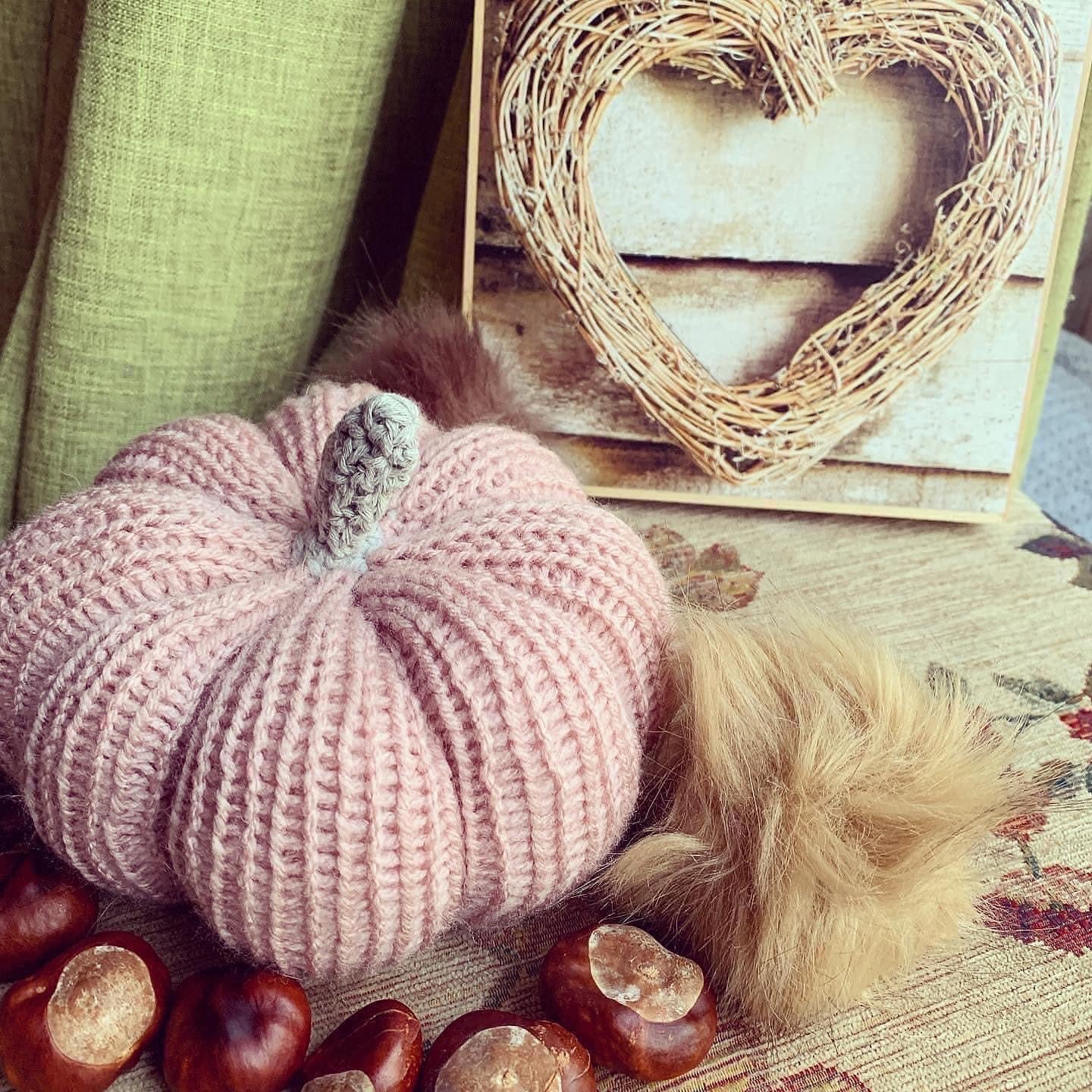 Handmade knitted pumpkins