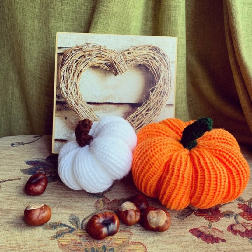 Handmade knitted pumpkins