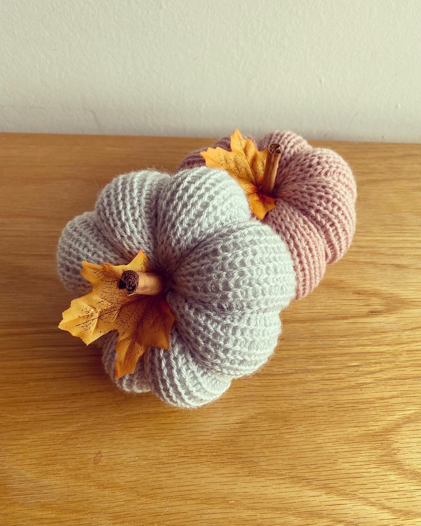 Handmade knitted pumpkins