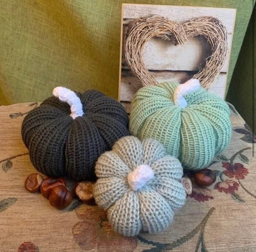 Handmade knitted pumpkins