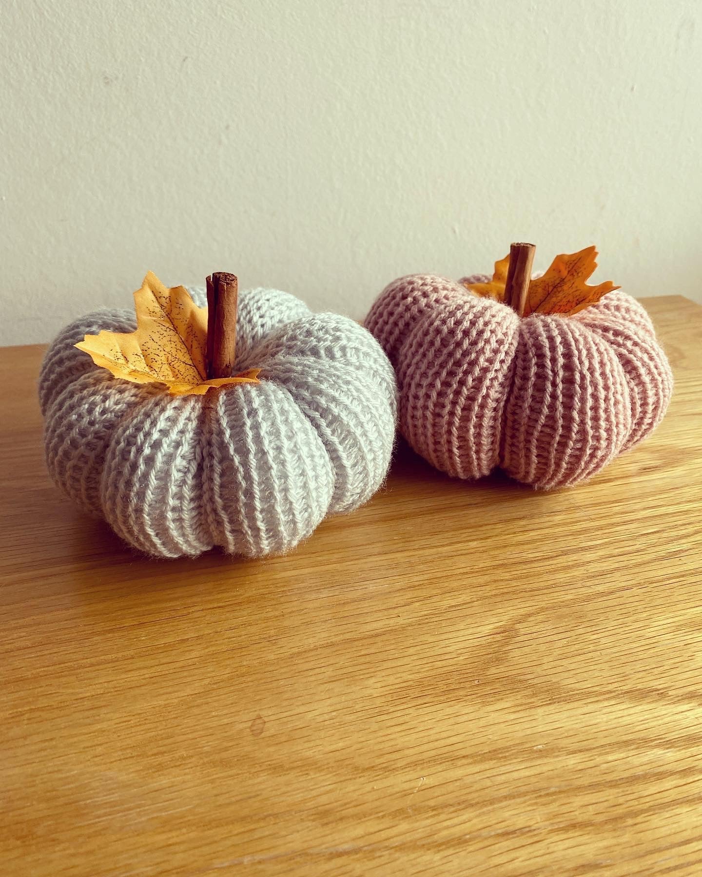 Handmade knitted pumpkins